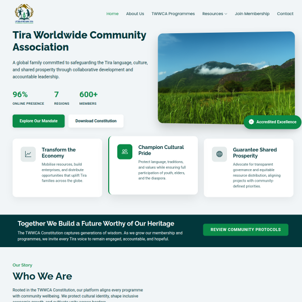 Tira Worldwide Community Association website preview